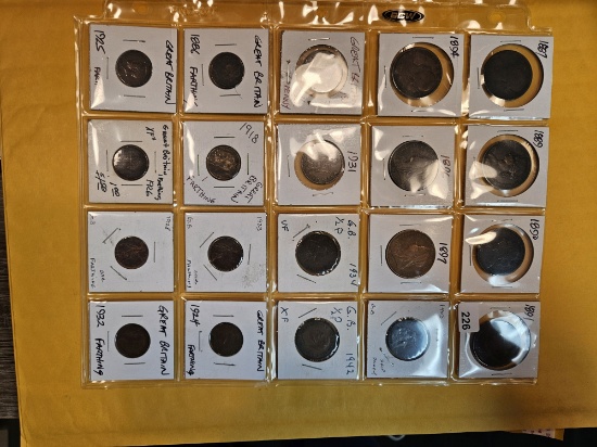 A sheet of British coinage