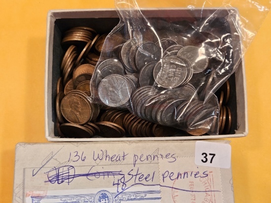 Fun Box of over 170 Wheat cents