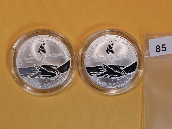 Two Proof Deep Cameo Commemorative Silver Dollars