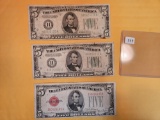 Three five Dollar FRN and US Notes