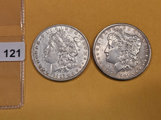 1887 and 1904-O Morgan Dollars