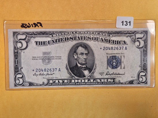 Series 1953-A Five Dollar Silver Certificate in Extra Fine
