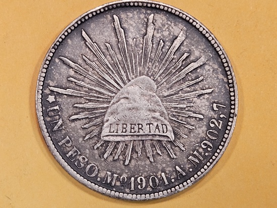1901 am Mexico silver Peso in Extra Fine plus