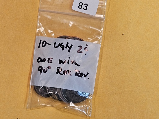 Ten 2-cent pieces