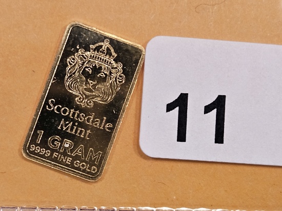 GOLD! Scottsdale mint  one gram .9999 fine gold bar