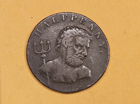 1794 CONDER Token half-penny in Extra Fine