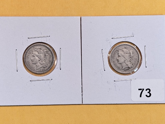 1865 and 1867 Three Cent Nickels