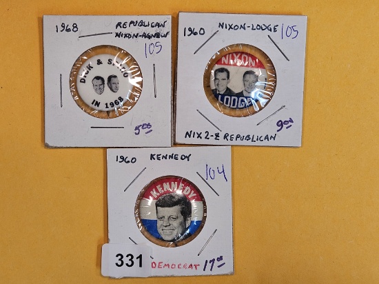 Three vintage political Pinbacks