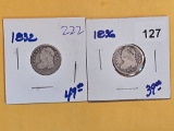1832 and 1836 Capped Bust Dimes