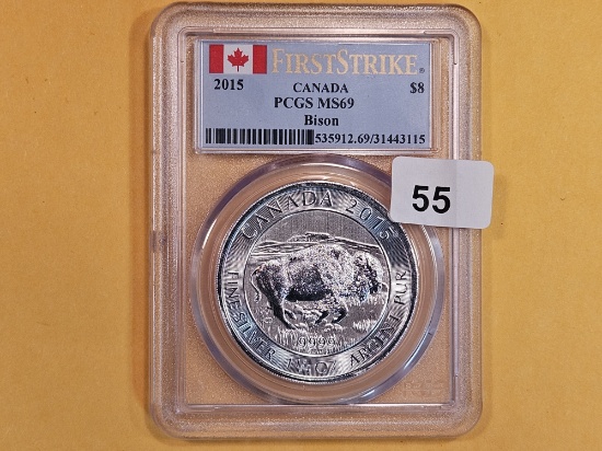 GEM! PCGS 2015 Canada silver Eight Dollars in Mint State 69