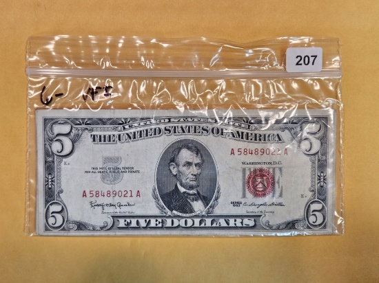 Six Series 1963 Red Seal Five Dollar US Notes