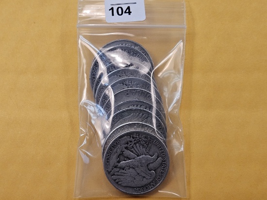 Ten Mixed Silver Half Dollars
