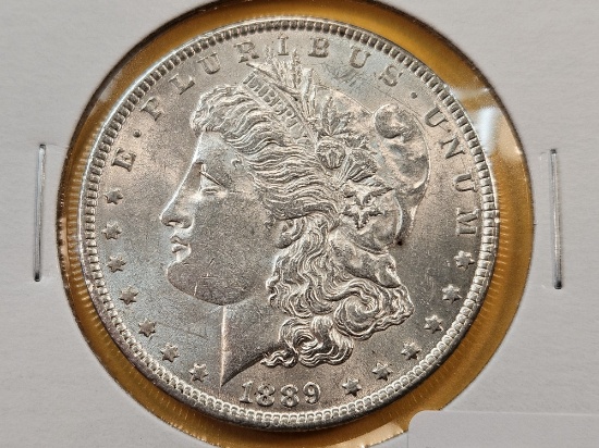 Brilliant About Uncirculated 1889 Morgan Silver Dollar