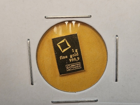 GOLD! Valcambi One Gram .9999 fine Gold Bar