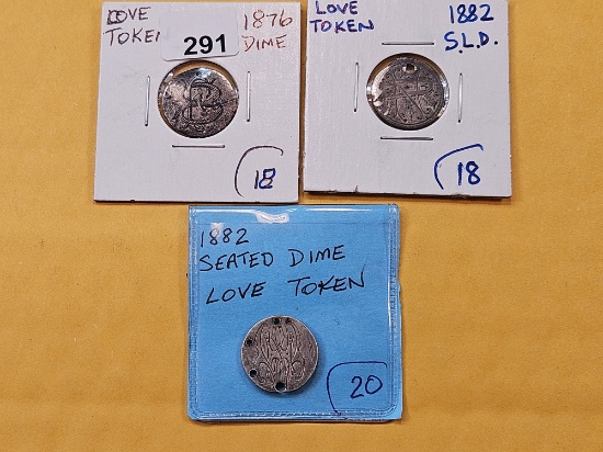 Three Seated Liberty Dime Love Tokens