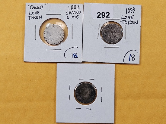 Three Silver Dime Love Tokens