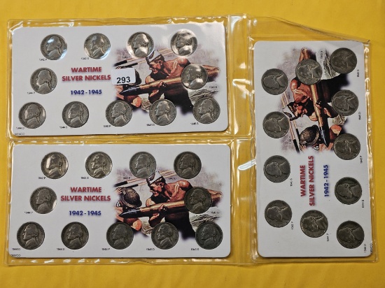 Three Sets of Wartime Silver Nickels