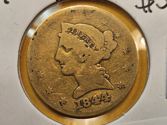 GOLD! Better Date 1844 Gold Liberty $5 Dollars