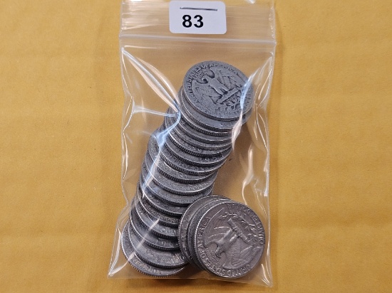 Twenty Mixed Silver Quarters