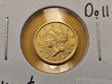 GOLD! Brilliant About Uncirculated Plus 1853-O Gold Liberty $1 Dollar