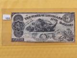 Series of 1862 State of Louisiana Five Dollar Note