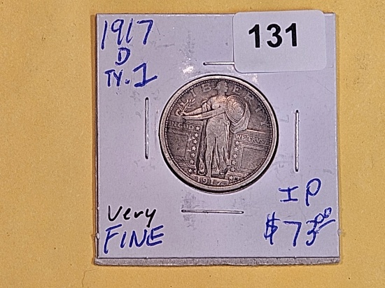 Semi-Key 1917-D Type 1 Standing Liberty Quarter