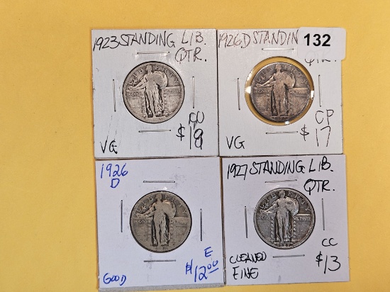 Four Standing Liberty Quarters
