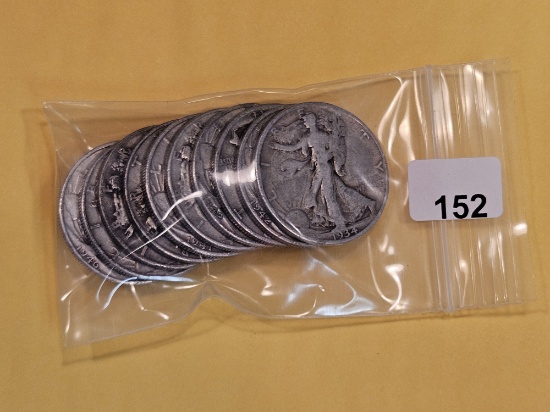 Ten silver Half Dollars