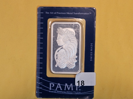 SILVER! PAMP SUISSE One Troy ounce .999 fine silver bar