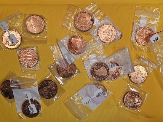 EXONUMIA! Sixteen Copper Tokens