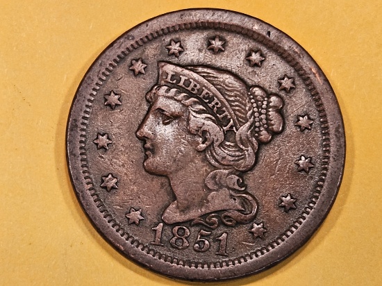 1851 Braided Hair Large Cent