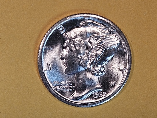 GEM Brilliant Uncirculated 1935-S Mercury Dime