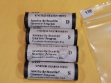 Four Original Mint-Wrapped Brilliant Uncirculated Washington Quarters