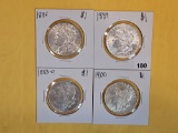 Four Brilliant About Uncirculated plus Morgan Silver Dollars