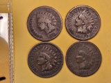 Four better date and Semi-Key Indian Cents in Very Good to Fine condition!