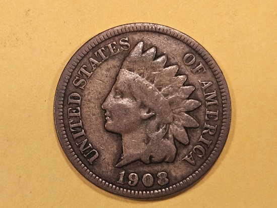 * KEY DATE * 1908-S Indian Cent in Very Good