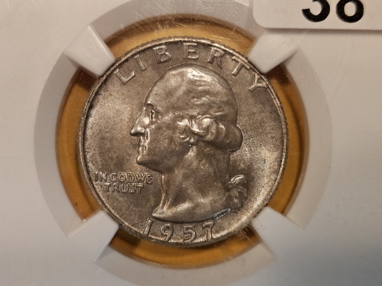 GEM! NGC 1957-D Washington Quarter in Mint State 66