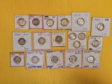 Eighteen mixed silver Mercury Dimes