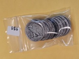 Ten mixed siver half dollars