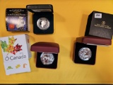Three Canadian GEM Proof Deep Cameo SILVER Dollars