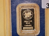 GOLD! FIVE GRAMS .9999 fine gold bar