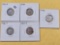 Five Mercury Silver Dimes