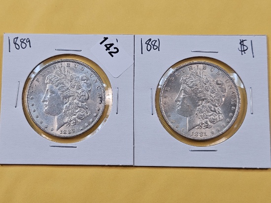 Two Bright About Uncirculated Morgan Silver Dollars