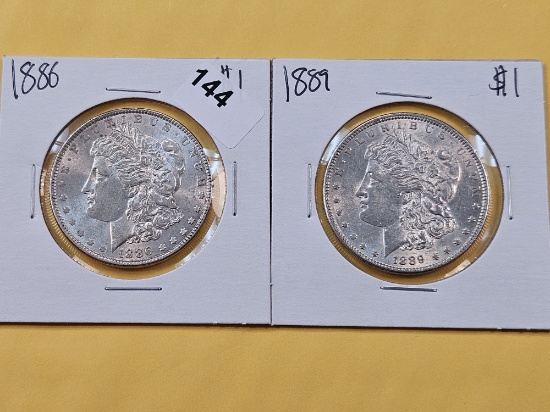 Two Brilliant About Uncirculated Morgan Silver Dollars