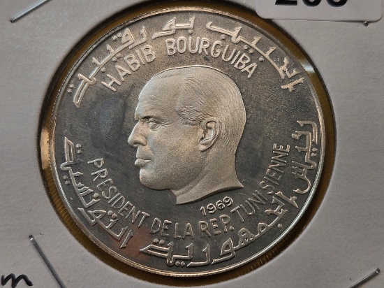 KEY! 1969 Tunisia GEM Proof One Dinar