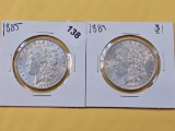 Two Brilliant About Uncirculated Morgan Silver Dollars