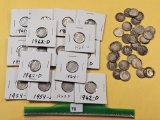Forty-five Silver Dimes, mostly Jeffersons with a few Mercurys