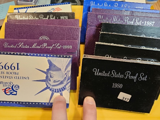 FIFTEEN mixed US Proof Sets