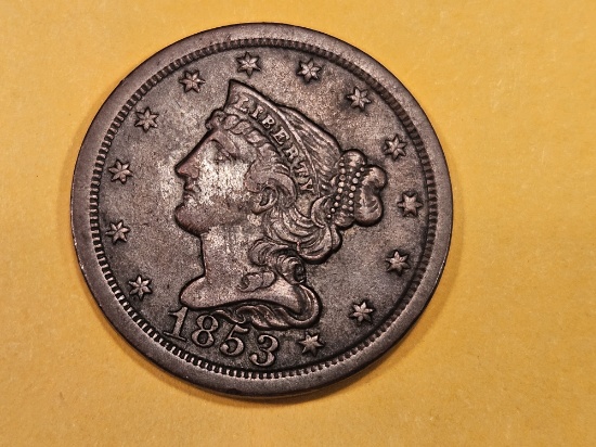 1853 Braided Hair Half Cent