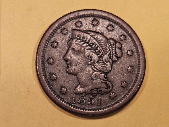 1851 Braided Hair Large cent
